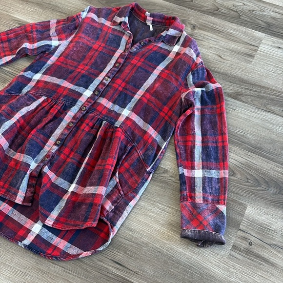 Womens Free People Easy Street Plaid Relaxed Button Down Size M Medium Top Shirt - Picture 5 of 11
